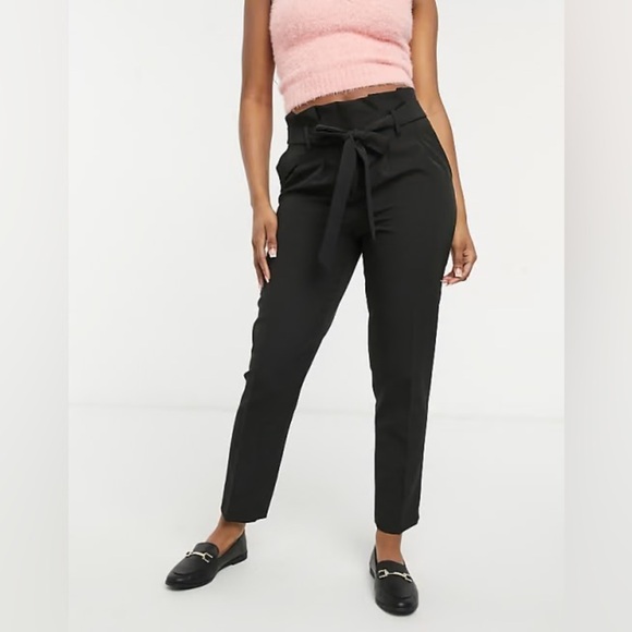 Le Chateau Black High Rise Pleated Tie-Waist Trousers Pants Size 1/2 - Picture 1 of 14